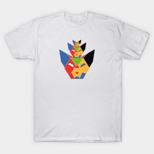 Geometric Abstract 3 Cats Colorful and Retro Design Colorful Abstract Set of Colorful Cat Elegance T-Shirt